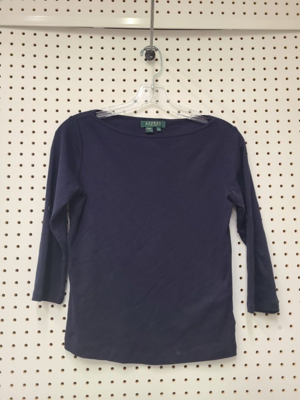 Lauren Ralph Lauren Petite Navy 3/4 Sleeve Cotton Top P/P Philippines